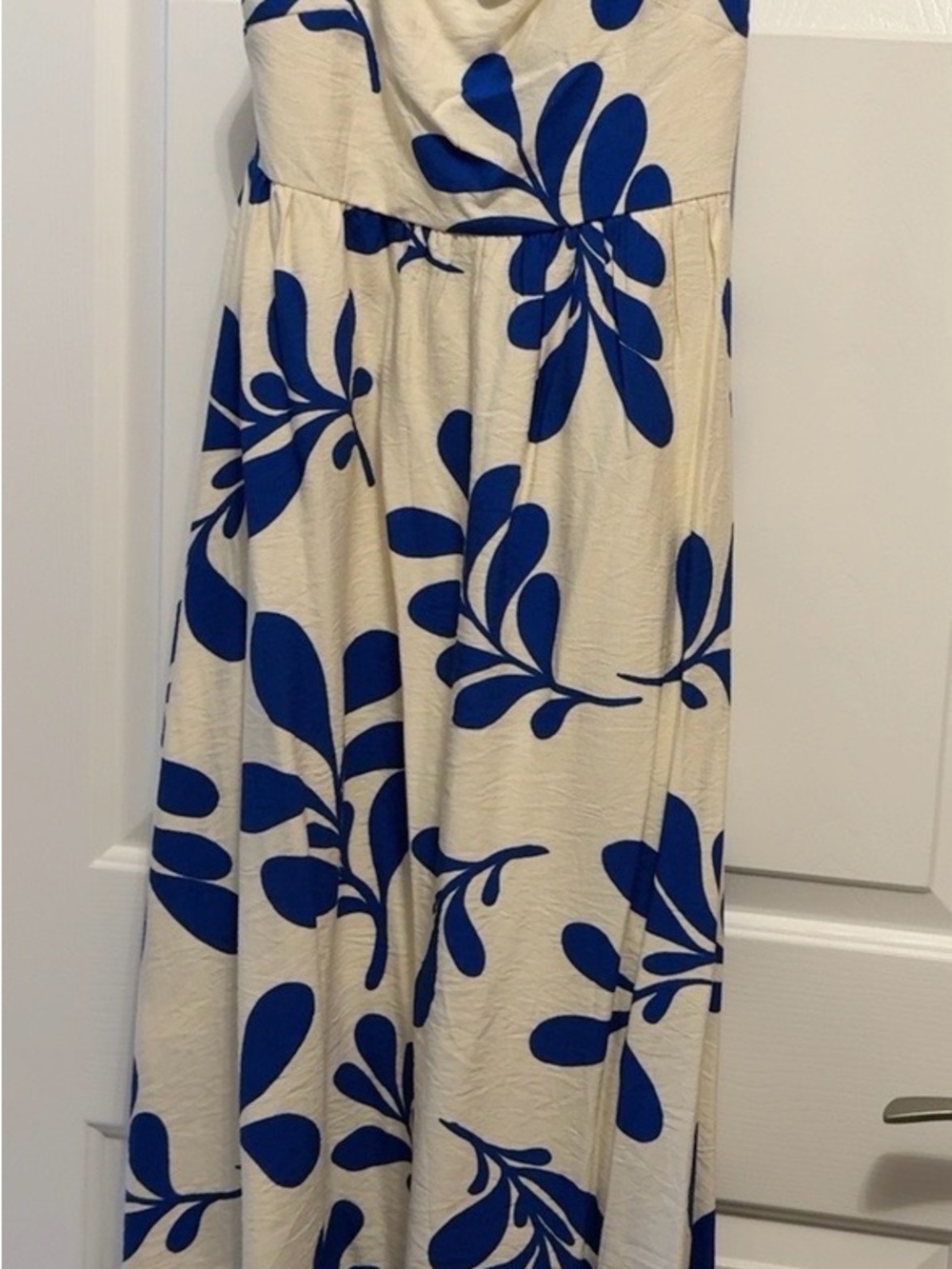 Blu Pepper Cream Maxi Skirt with Bold Royal Blue Floral Print